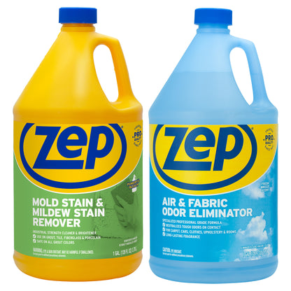 Zep Mold Stain & Mildew Stain Remover 1 Gal and Zep Air & Fabric Odor Eliminator 1 Gal
