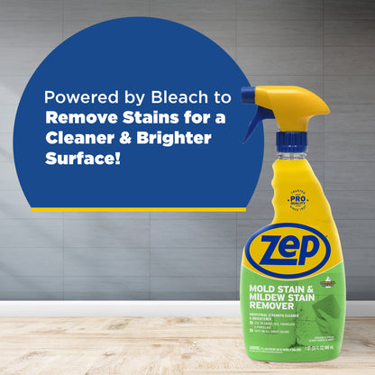 Zep Mold Stain and Mildew Stain Remover – Powerful Bleach Formula – 32 oz