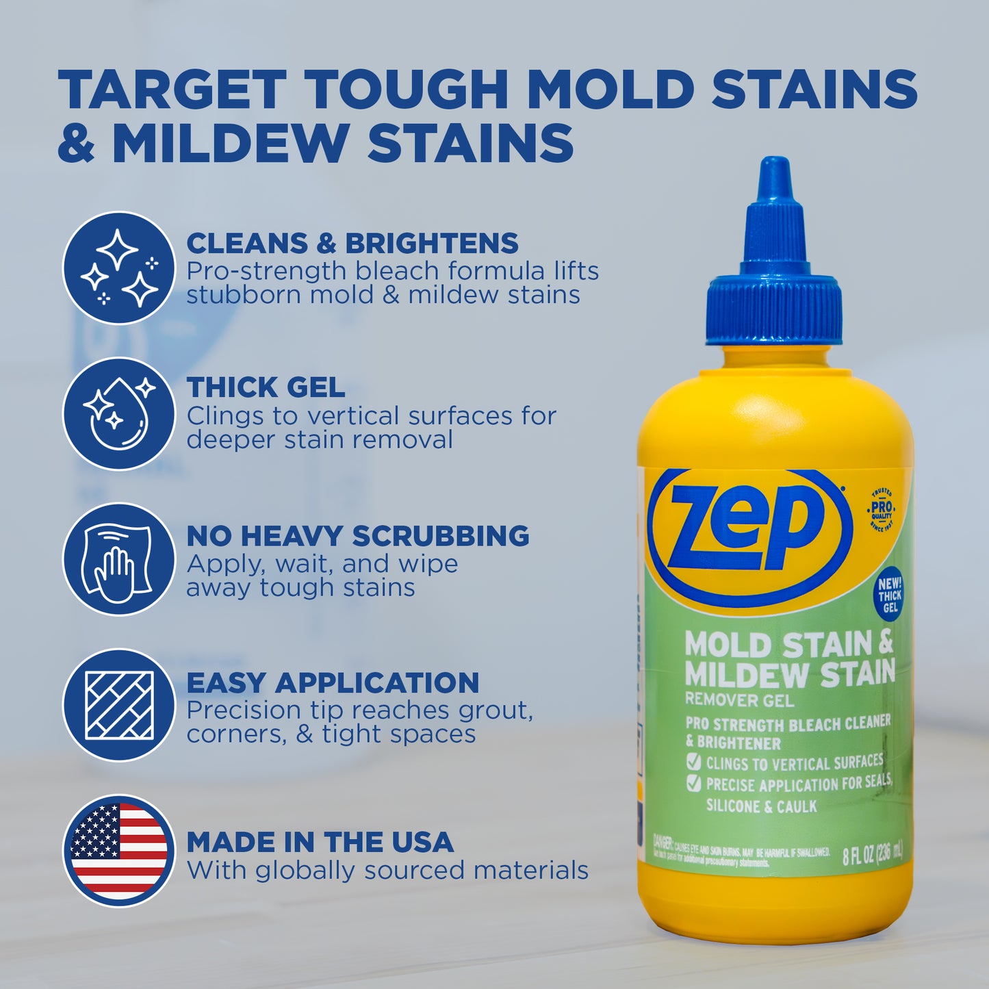 Zep Mold Stain & Mildew Stain Remover Gel - 8oz