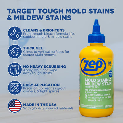 Zep Mold Stain & Mildew Stain Remover Gel - 8oz