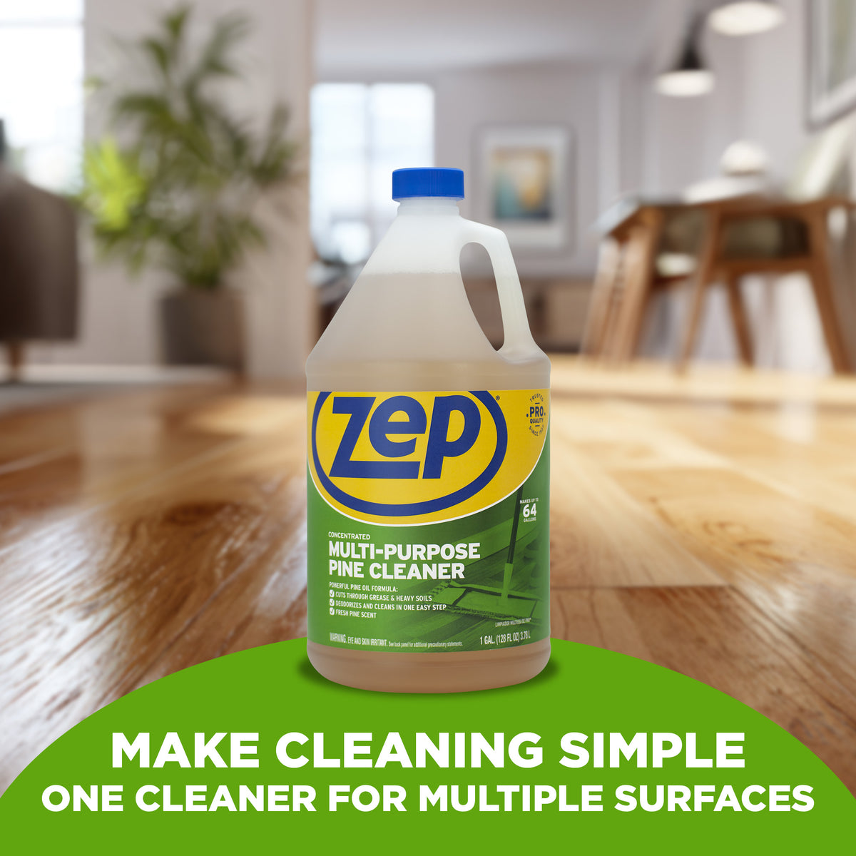 Zep Concentrated Multi-Purpose Pine Cleaner – Deodorize and Clean in One Step – 1 Gallon