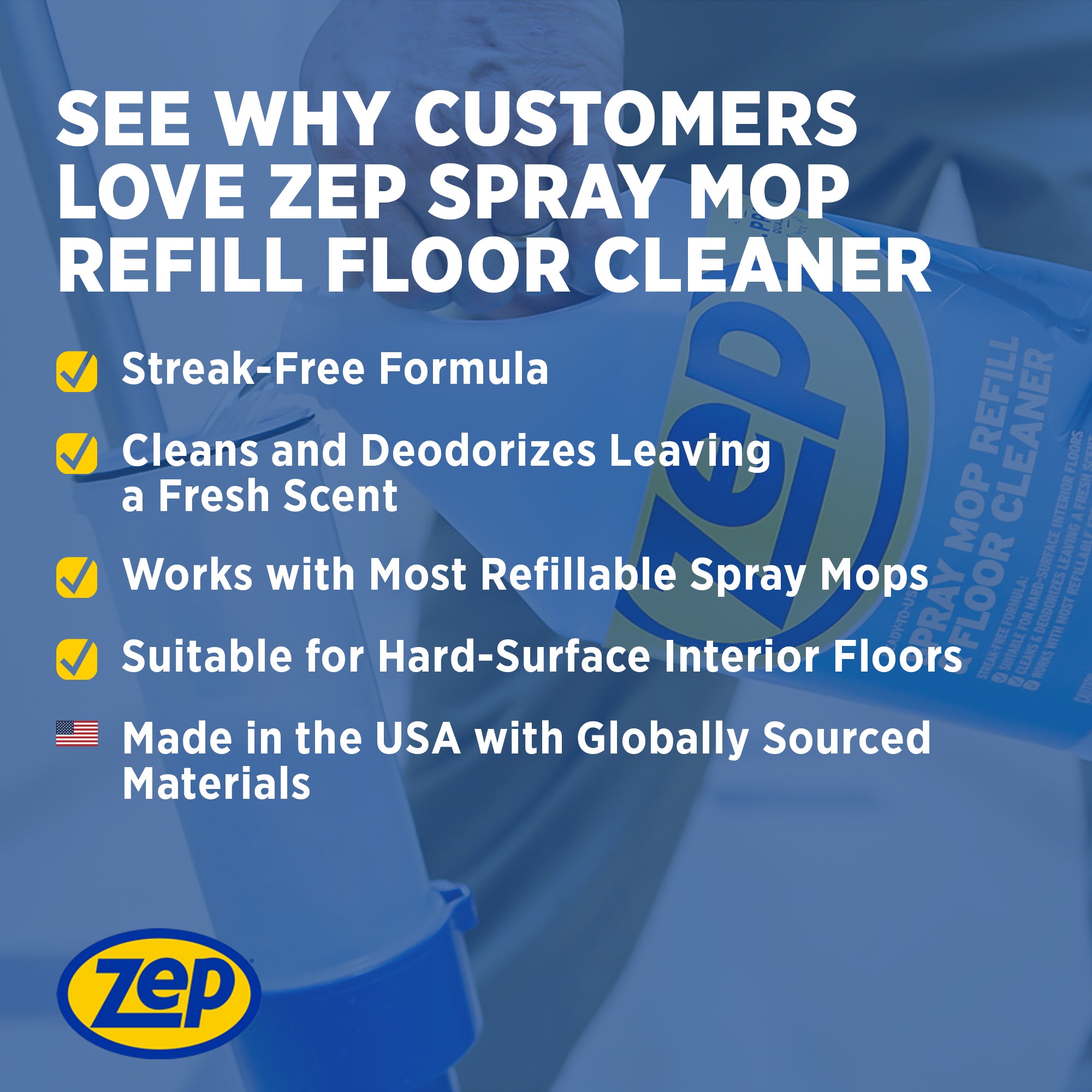 Zep Spray Mop Refill & Floor Cleaner – Streak-Free Shine for Hard