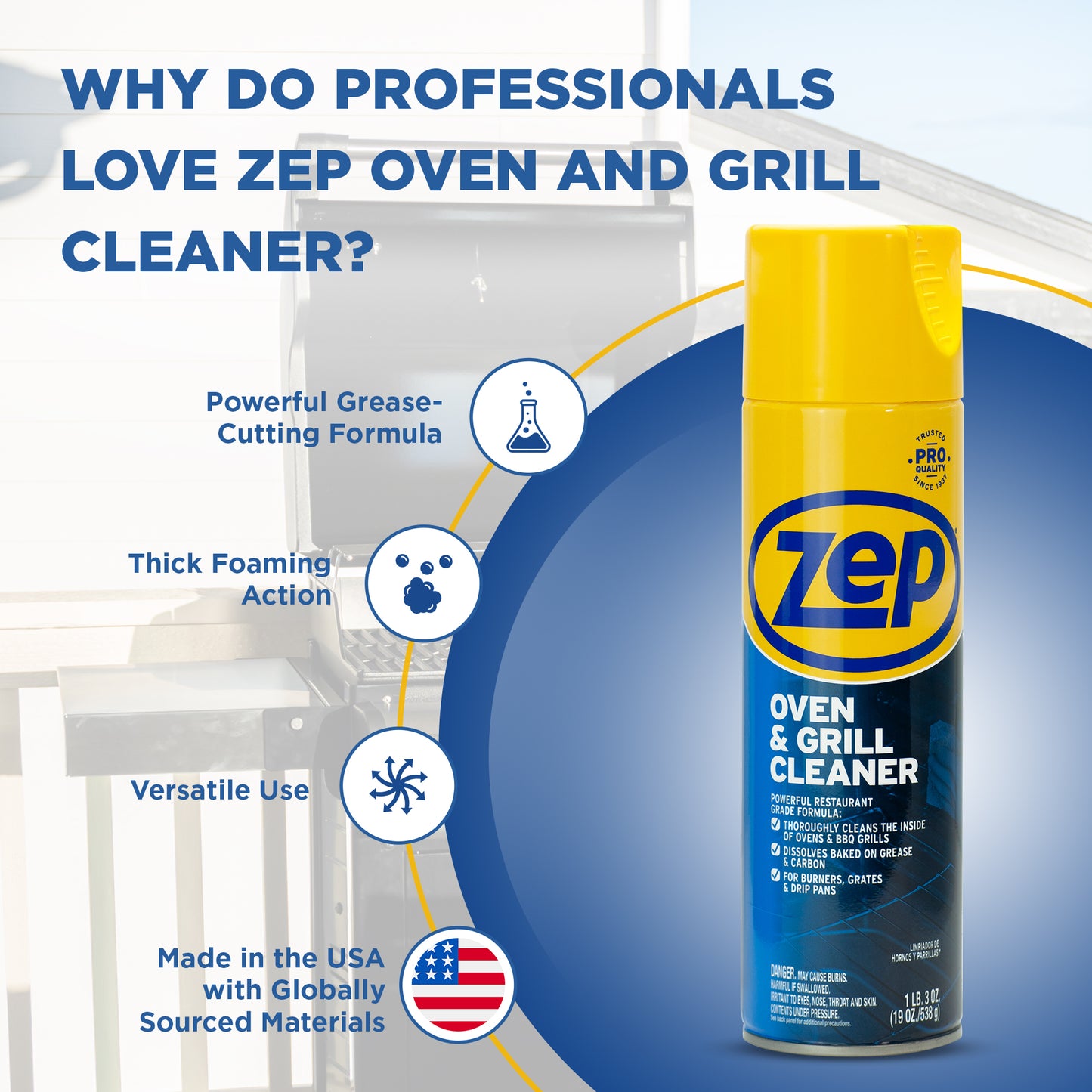 Zep Heavy-Duty Oven and Grill Cleaner 19 oz and Zep Foaming Wall Cleaner 18 oz