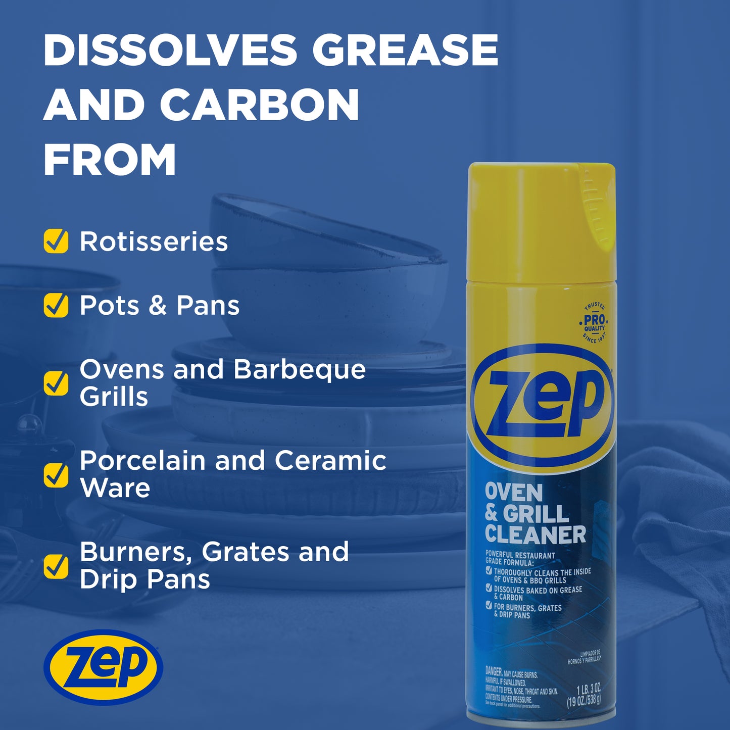 Zep Stainless Steel Cleaner & Polish 14 oz and Zep Oven & Grill Cleaner 19 oz