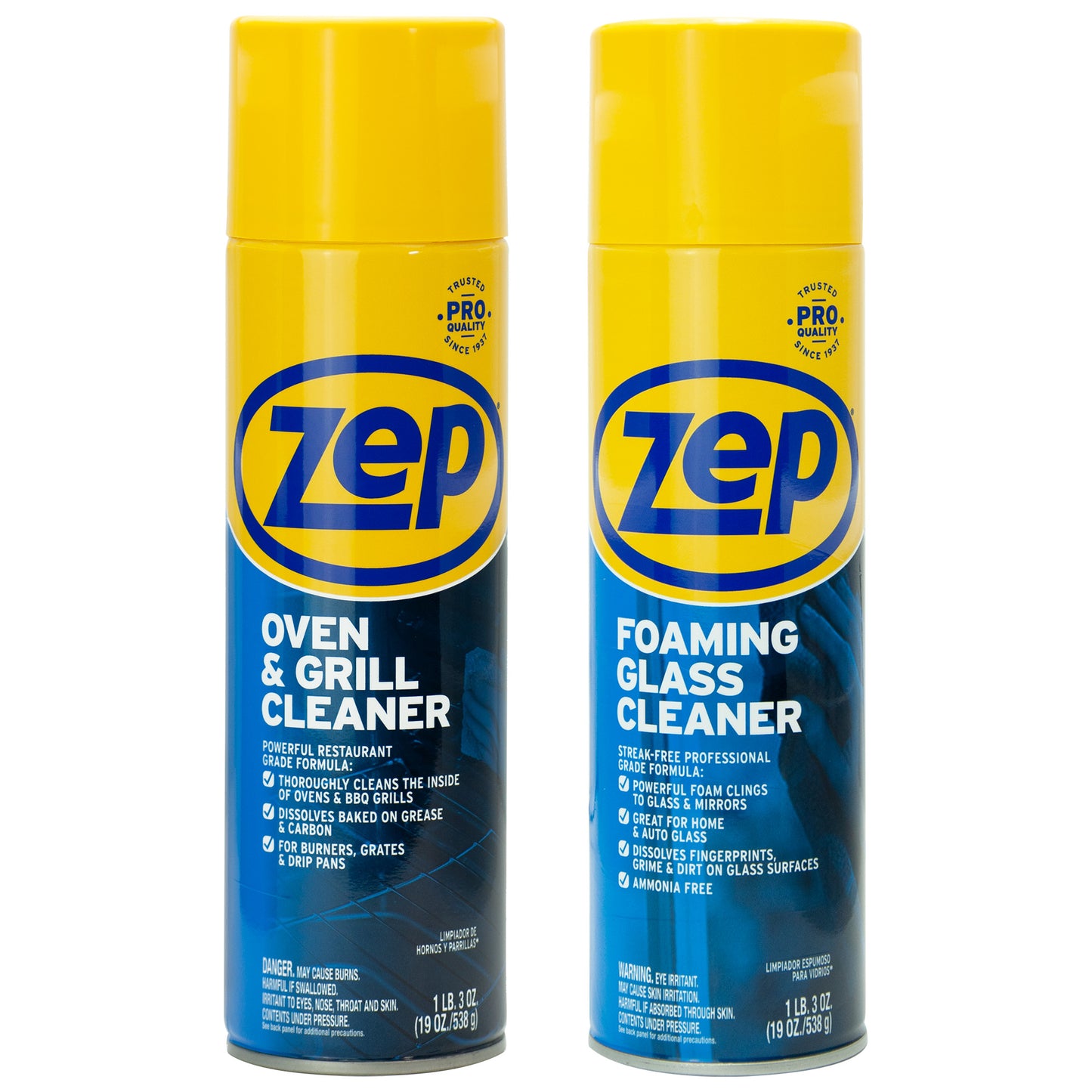 Zep Oven & Grill Cleaner 19 oz and Zep Foaming Glass Cleaner 19 oz
