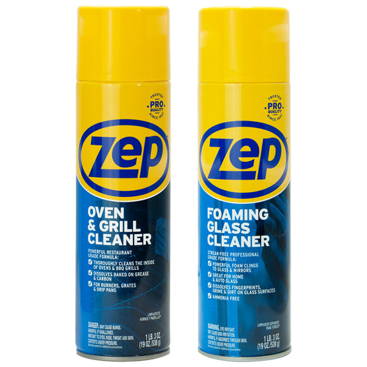 Zep Oven & Grill Cleaner 19 oz and Zep Foaming Glass Cleaner 19 oz