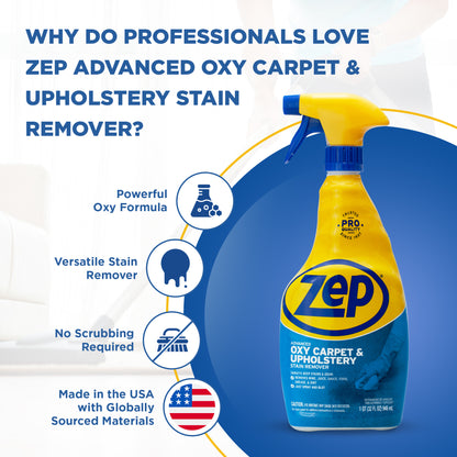 Zep Advanced Oxy Carpet & Upholstery Stain Remover – Targets Deep Stains and Odors – 32 oz