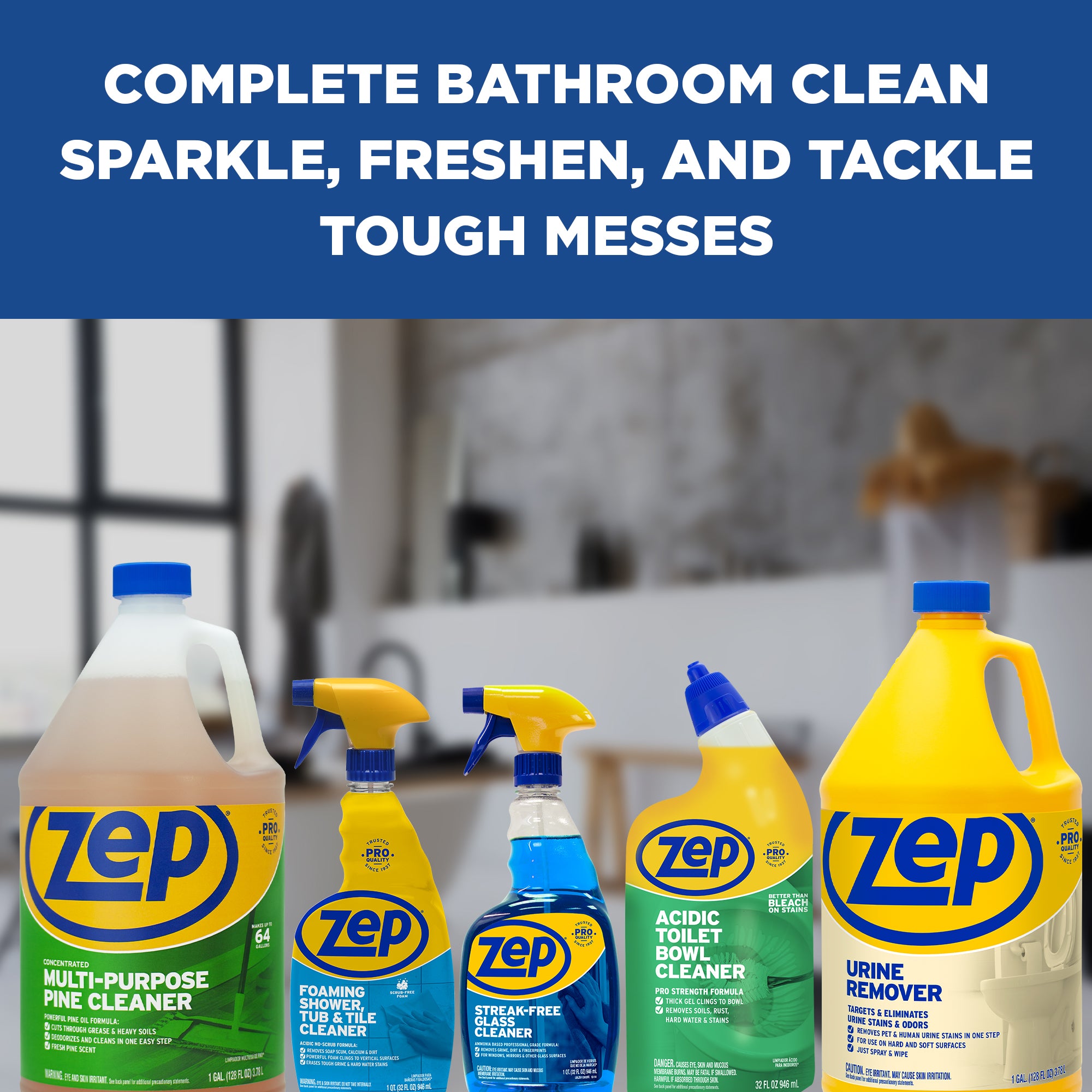 Zep Foaming Shower, Tub & Tile Cleaner - Scrub-Free Foam - 32 oz
