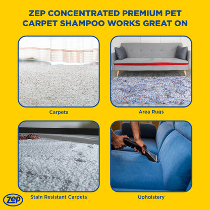 Zep Pet Carpet Shampoo Concentrate – Eliminates Pet Stains & Odors – 1 Gallon