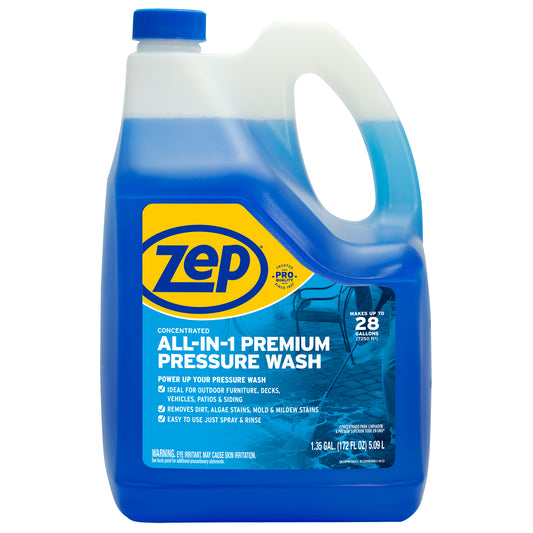 Zep All-In-1 Pressure Wash Cleaner – Cleans Outdoor Surfaces – 1.35 Gallon