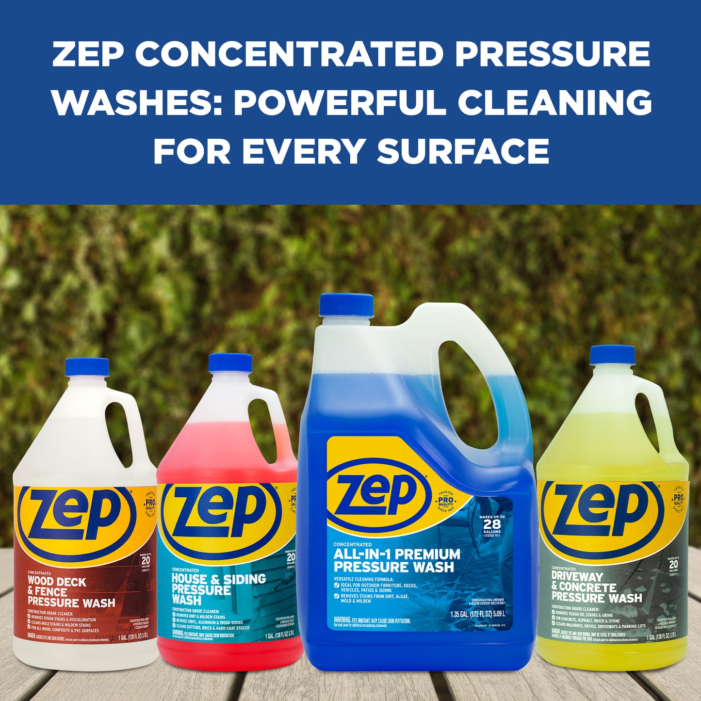Zep All-In-1 Pressure Wash Cleaner – Cleans Outdoor Surfaces – 1.35 Gallon