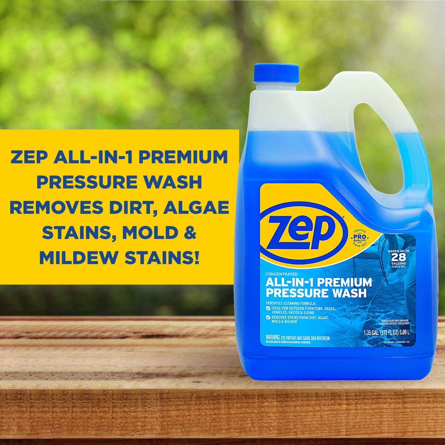 Zep All-In-1 Pressure Wash Cleaner – Cleans Outdoor Surfaces – 1.35 Gallon