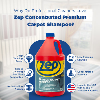 Zep Premium Carpet Shampoo Concentrate – Renews Soiled Carpets – 1 Gallon