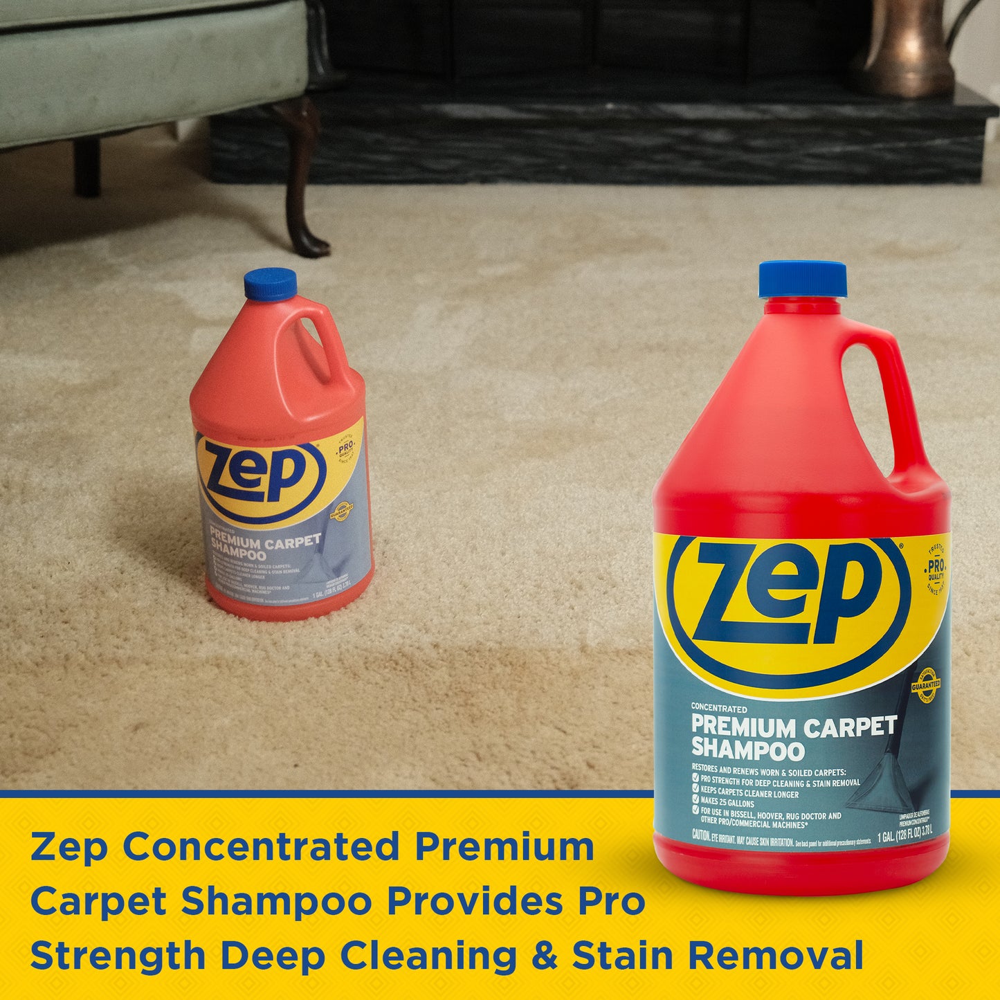 Zep Premium Carpet Shampoo Concentrate – Renews Soiled Carpets – 1 Gallon