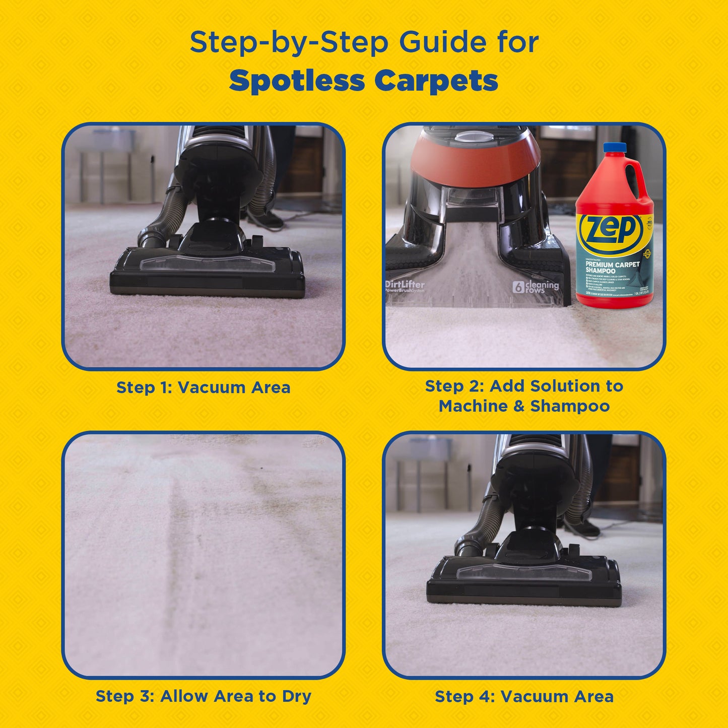 Zep Concentrated Premium Carpet Shampoo – Deep Clean Carpets & Remove Tough Stains – 1 Gallon with Zep E-Z Fill Sprayer 2-Pack – Bundle