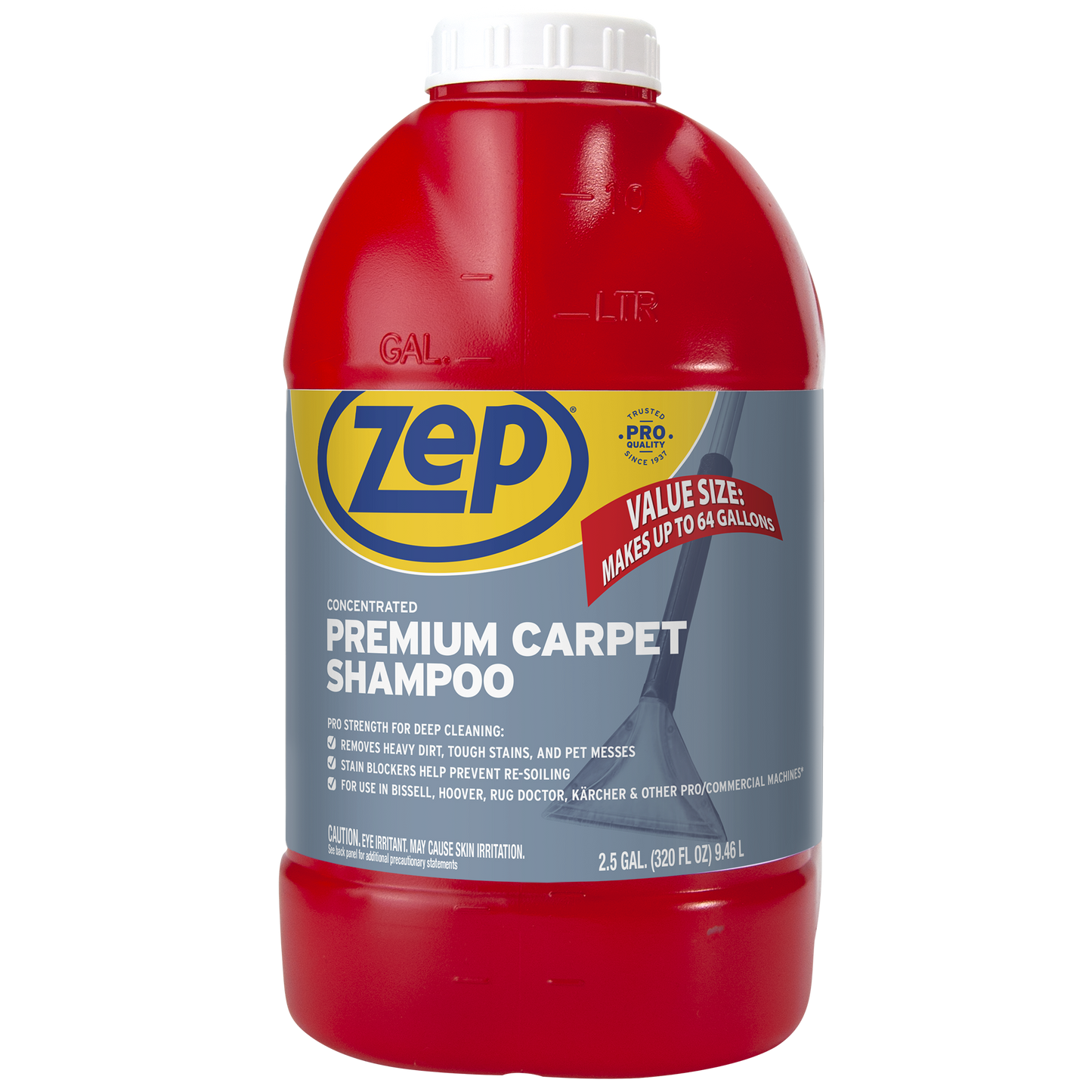 Zep Premium Carpet Shampoo Concentrate – Renews Soiled Carpets – 2.5 Gallon