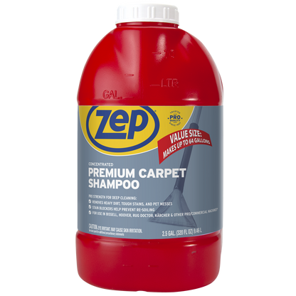 Zep Premium Carpet Shampoo Concentrate – Renews Soiled Carpets – 2.5 Gallon