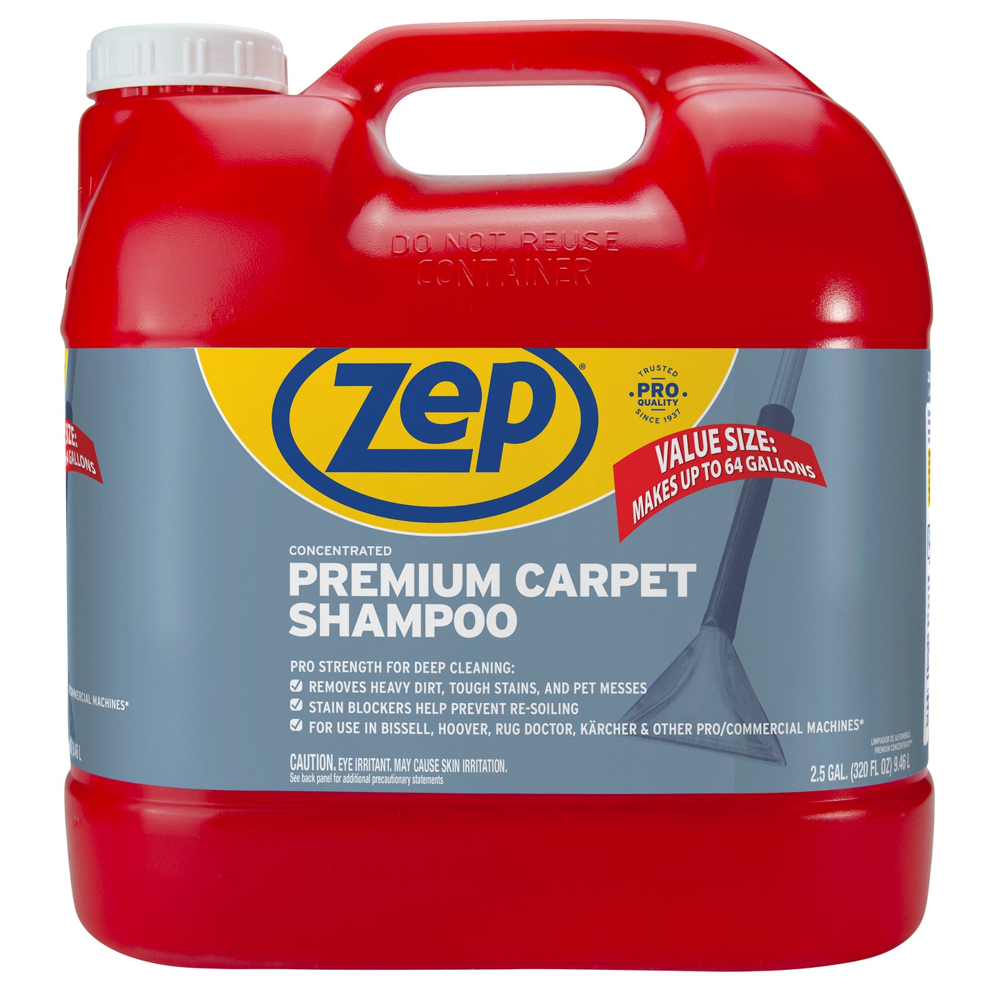 Zep Premium Carpet Shampoo Concentrate – Renews Soiled Carpets – 2.5 Gallon