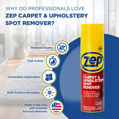Zep Instant Carpet & Upholstery Spot Remover – Fast-Acting Stain Remover – 19 oz.