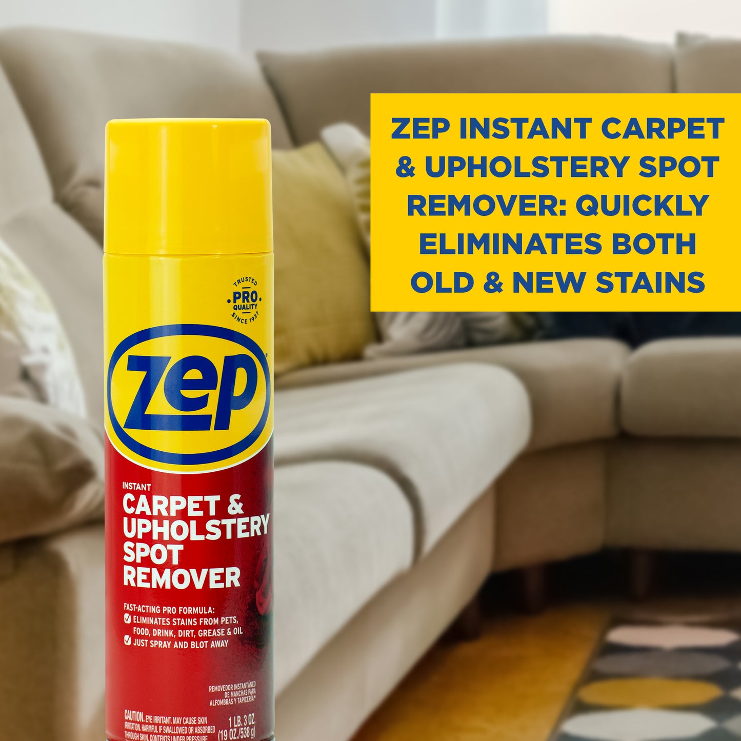Zep Instant Carpet & Upholstery Spot Remover – Fast-Acting Stain Remover – 19 oz.