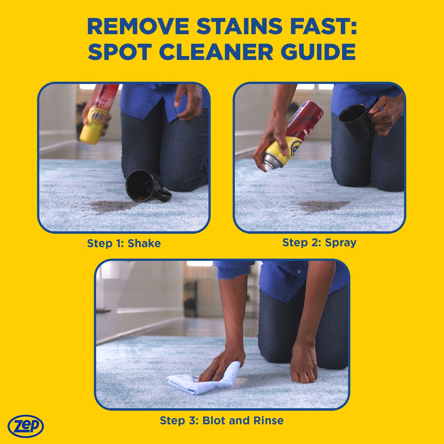 Zep Instant Carpet & Upholstery Spot Remover – Fast-Acting Stain Remover – 19 oz.