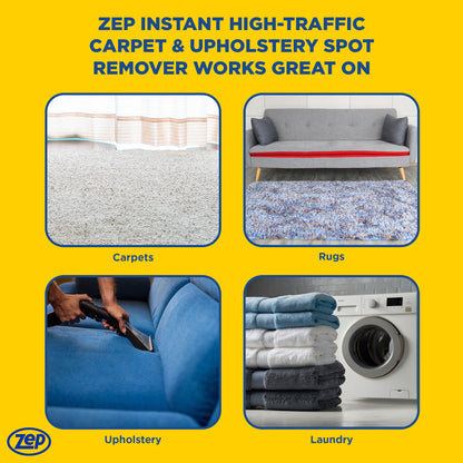 Zep Instant Carpet & Upholstery Spot Remover 19 oz and Blue Microfiber Rag