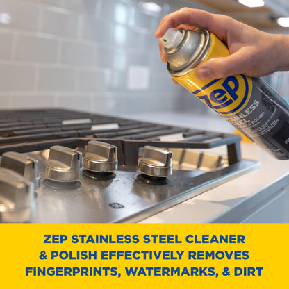 Zep Stainless Steel Cleaner and Polish – Removes Fingerprints and Water Spots – 14 oz
