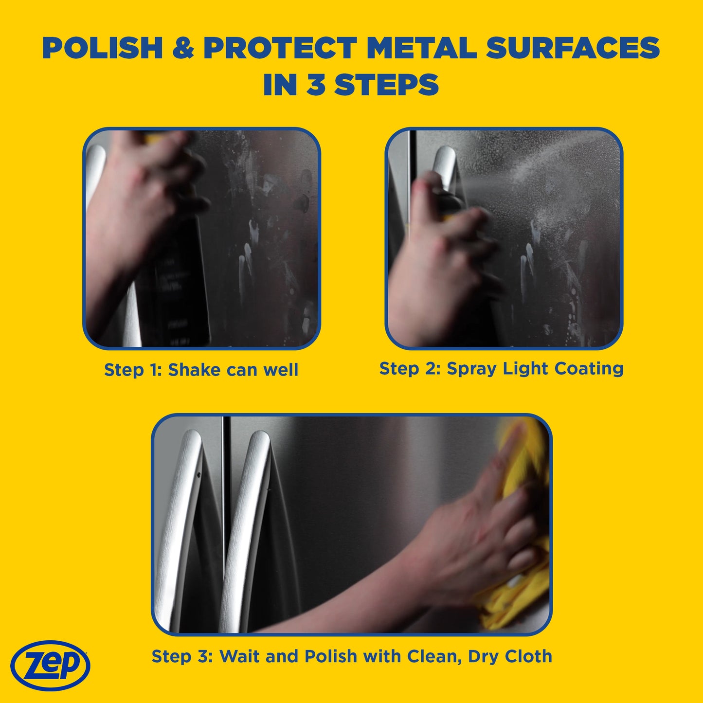 Zep Stainless Steel Cleaner and Polish – Removes Fingerprints and Water Spots – 14 oz