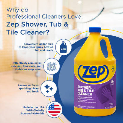 Zep Shower, Tub & Tile Cleaner – Eliminates Hard Water Stains – 1 Gallon