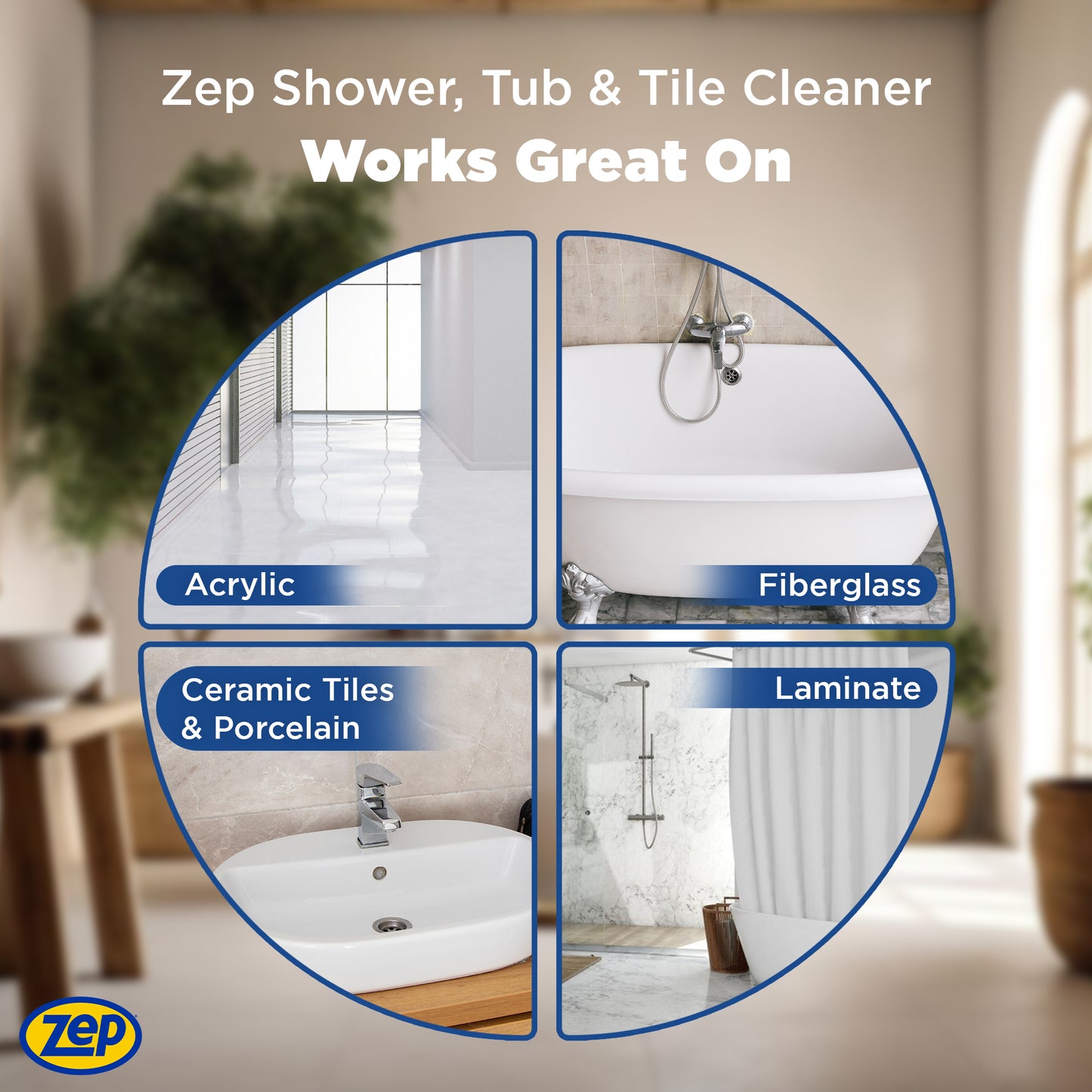 Zep Shower, Tub & Tile Cleaner – Eliminates Hard Water Stains – 32 oz