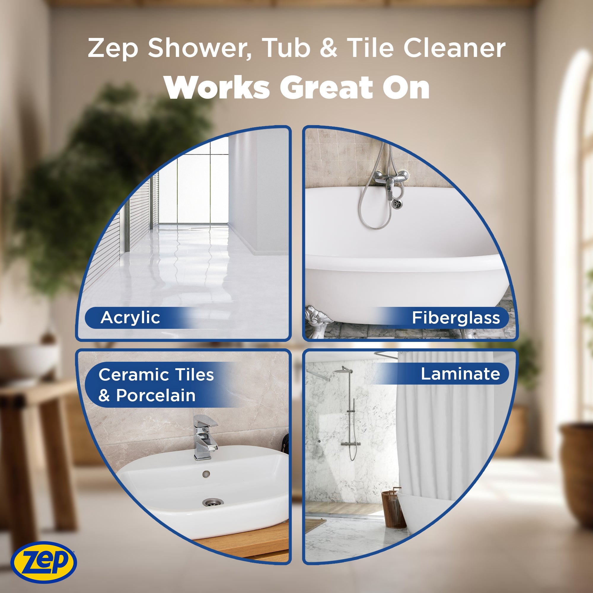 Zep Shower, Tub & Tile Cleaner – Eliminates Hard Water Stains – 1