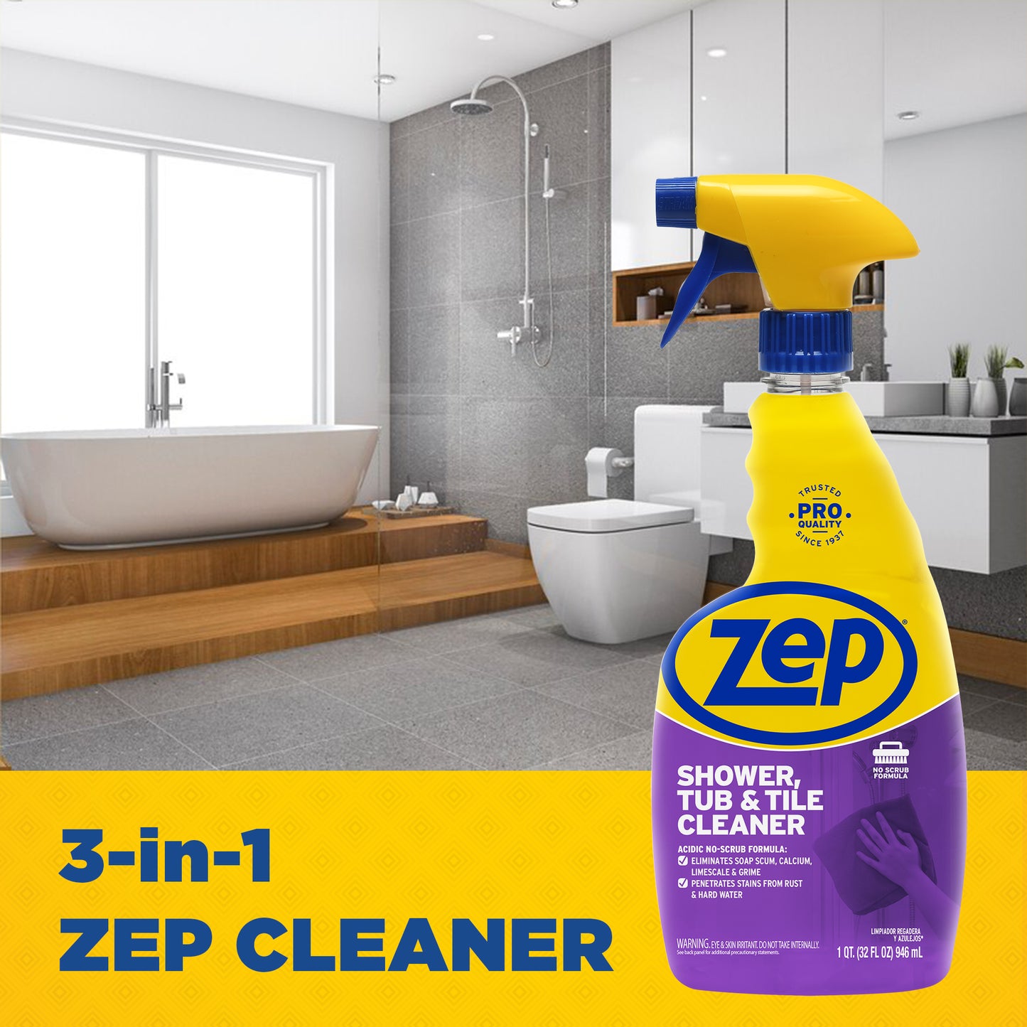 Zep Acidic Toilet Bowl Cleaner - Removes Hard Water Stains (Case of 4) with Zep Shower, Tub & Tile Cleaner – Eliminates Hard Water Stains (Case of 4) Bundle