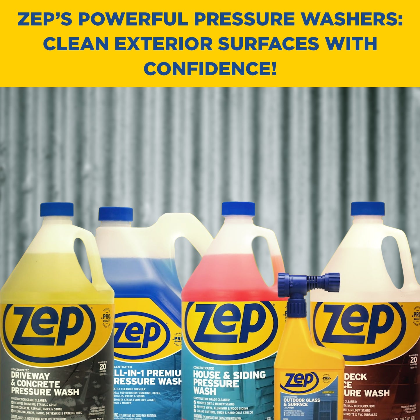Zep House & Siding Pressure Wash Cleaner Concentrate – Removes Exterior Stains – 1 Gallon