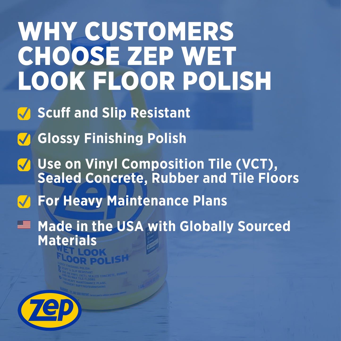 Zep Wet-Look Floor Polish – Enhances Hard Floor Appearance – 5 Gallon