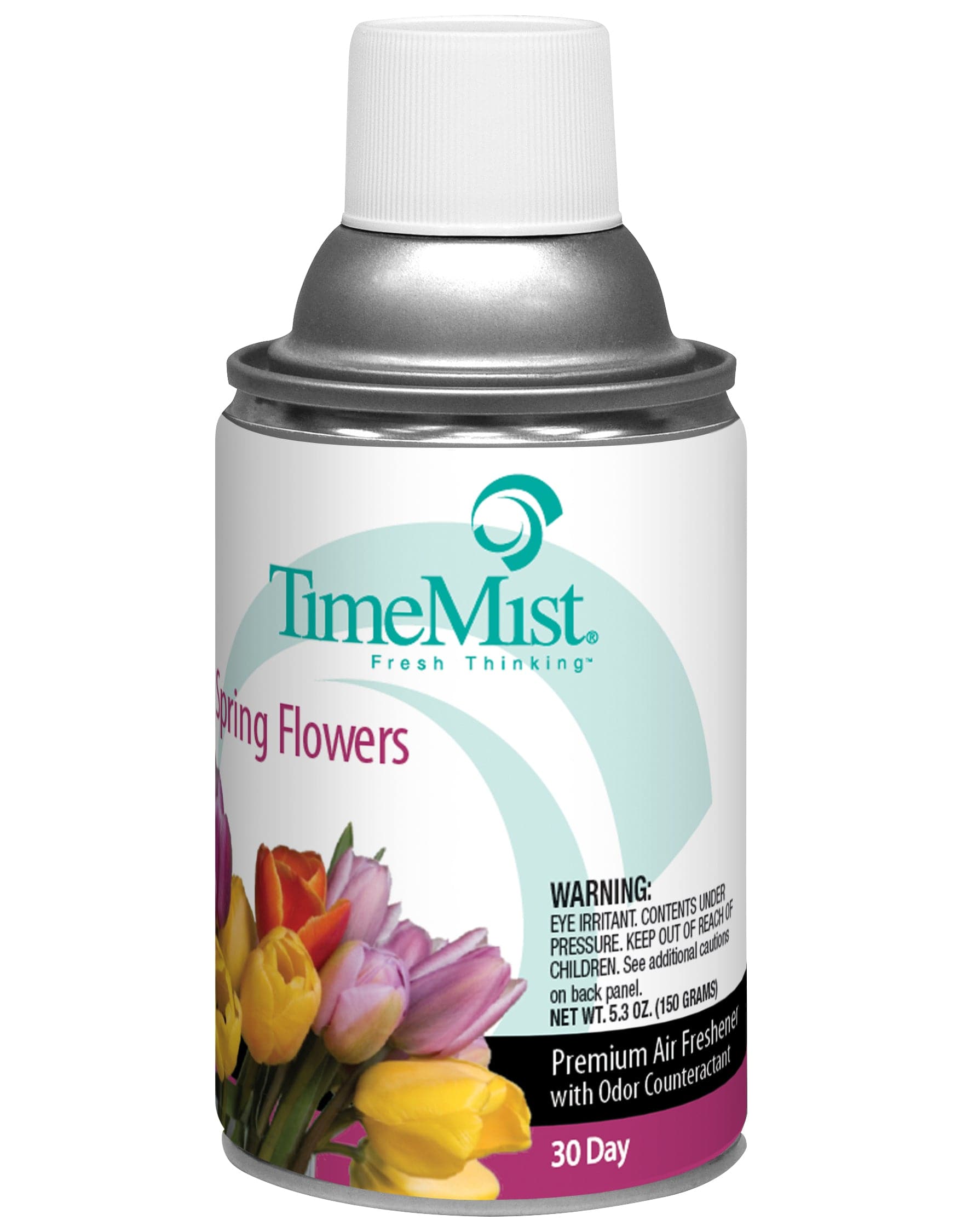 TimeMist Premium Metered Air Freshener Refill, Spring Flowers, 5.3 oz Aerosol, 12/Carton